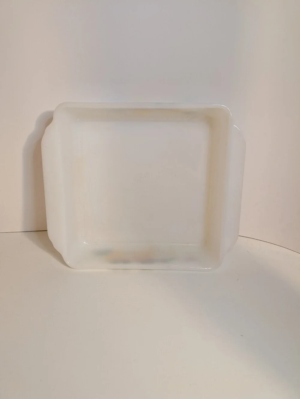 Vintage White Glass Baking Dish with Yellow Fruit Motif Fire King